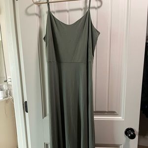 Loft Green Spaghetti Strap Midi Dress
